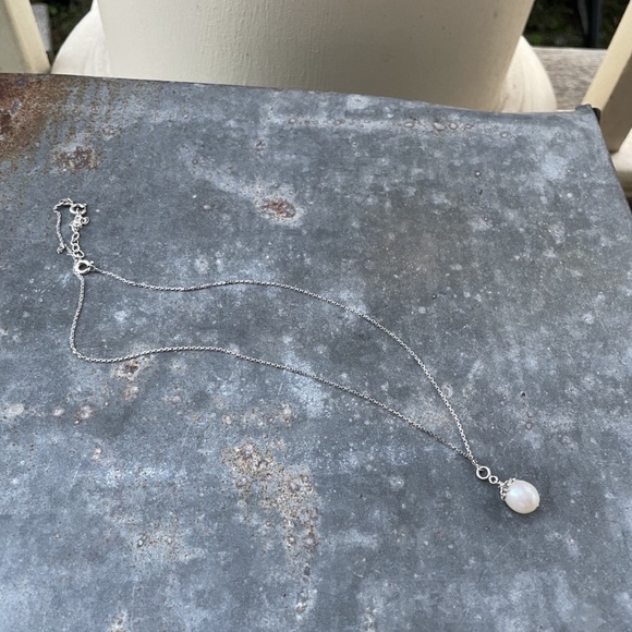 8mm Pearl Pendant Italy Sterling Silver 16" Necklace - Picture 3 of 4